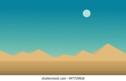 Landscape hill and desert vector flat illustration
