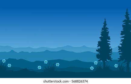 Landscape of hill at spring vector illustration