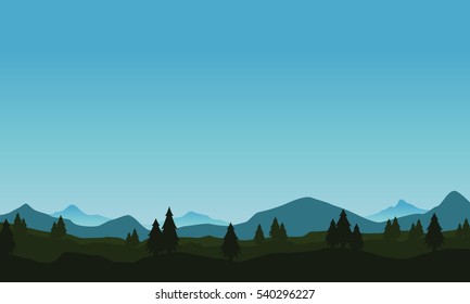 Landscape of hill and tree with mountain backgrounds