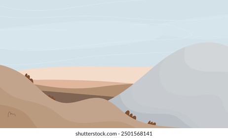 landscape with hills and horizon, vector background