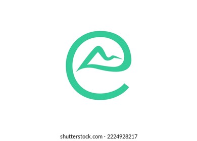 Landscape Hills logo design E letter initial Mountain Peak Vector illustration nature green 