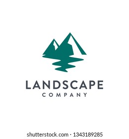 Landscape hills logo design - Vector