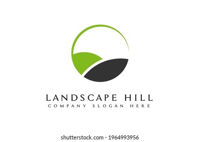 Landscape Hills logo design vector illustration. green Hill icon.usable for business and golf logo,isolated on white background