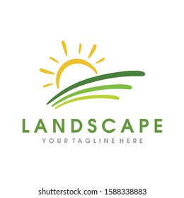 Landscape Hills Logo, Farm Logo, Mountain Peaks Vector logo design