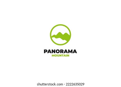 Landscape hills mountain peaks logo design vector illustration