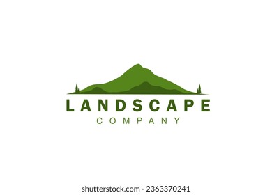Landscape Hills, Mountain Peaks River Creek Simple logo design Vector