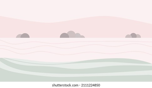 Landscape with hills and mountains. Vector illustration.