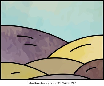 landscape with hills,mountain,field vector background illustration set