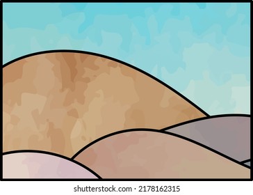 landscape with hills,mountain,field vector background illustration set