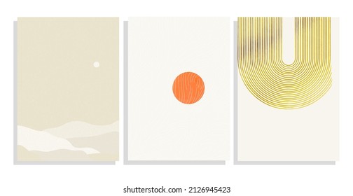 landscape with hills,sun,vector background illustration set
