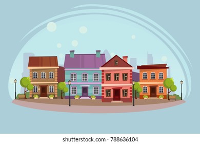 The landscape of the historic city. Vector illustration.