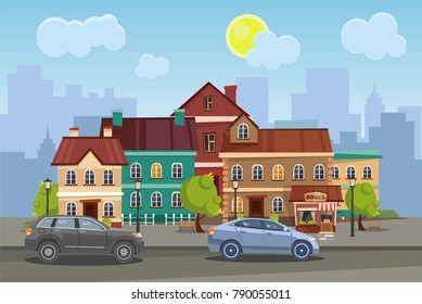 The landscape of the historic city. Vector illustration.