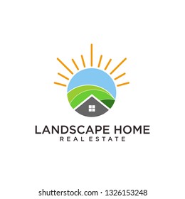 landscape home logo vector