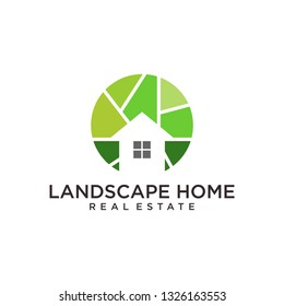 landscape home logo vector