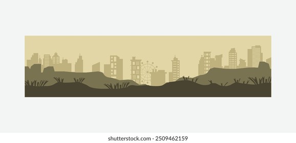 Landscape horizontal banner with building design graphic