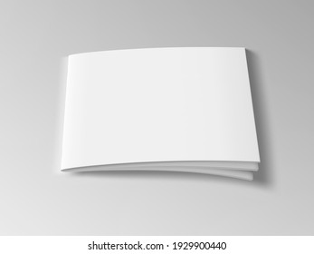 Landscape Horizontal Magazine Or Brochure With Blank Cover Isolated On White Background. EPS10 Vector