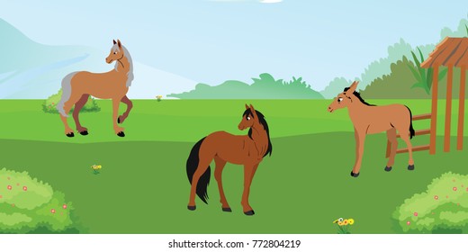 Landscape with horses