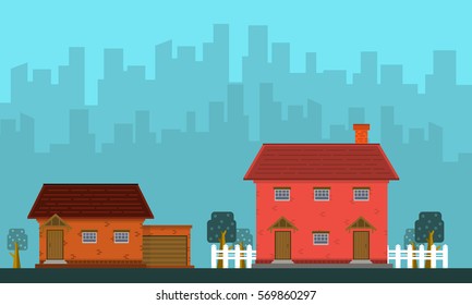 Landscape of house with building vector collection stock