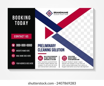 landscape House Cleaning and Disinfecting Service business annual report, company profile modern brochure template design. triangle space for photo. vector illustration