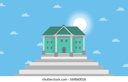 Landscape of house on blue backgrounds vector illustration