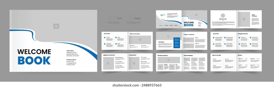 Landscape House rental welcome book template 16 pages welcome book layout design 