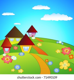 Landscape Houses Stock Vector (Royalty Free) 71490109 | Shutterstock