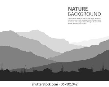 Landscape with huge mountains.