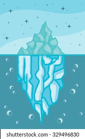 Landscape with an iceberg on a background of sea and sky