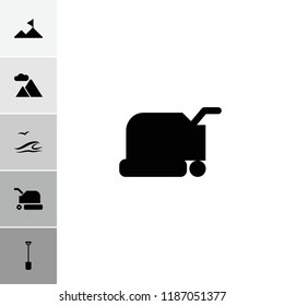 Landscape icon. collection of 6 landscape filled icons such as shovel, mountain, lawn mower. editable landscape icons for web and mobile.