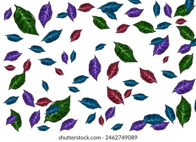 landscape icon collection of colorful falling leaves without background