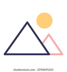 Landscape icon with editable stroke. Gallery icon with editable stroke. Pyramid icon