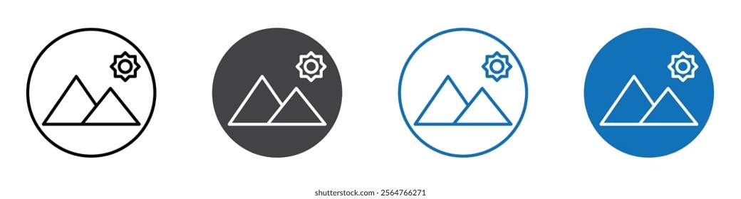 Landscape icon flat editable icon mark set.