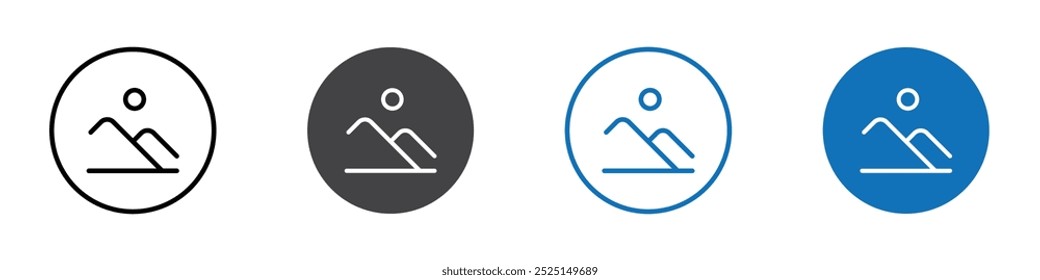 Icono del paisaje aislado en el conjunto de Vector del fondo blanco
