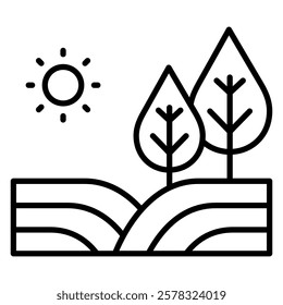Landscape icon in line style with editable stroke