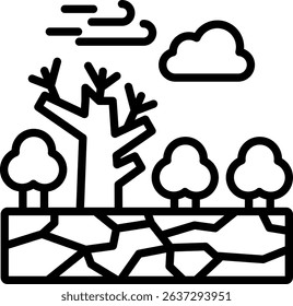 Landscape Icon Line Vector Illustration