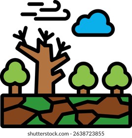 Landscape Icon Lineal Color Vector Illustration