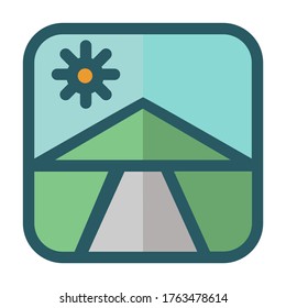Landscape icon with outline color style