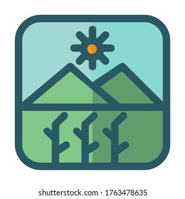 Landscape icon with outline color style