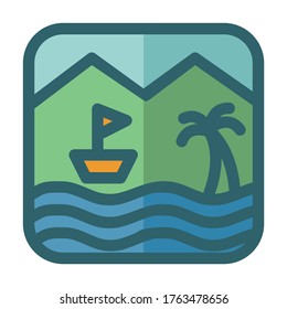 Landscape icon with outline color style