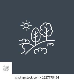 Landscape Icon. Landscape Related Vector Line Icon. Isolated on Black Background. Editable Stroke.