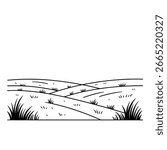 Landscape icon - rolling field line illustration vector for agriculture, eco branding, and outdoor travel graphics