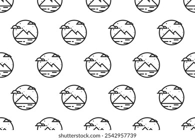 Landscape icon seamless pattern background template