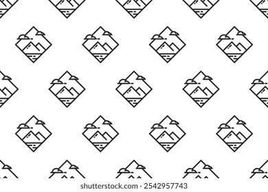 Landscape icon seamless pattern background template