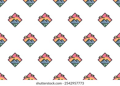 Ícone Paisagem modelo de plano de fundo padrão contínuo