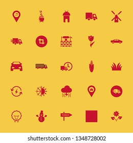 landscape icon set with caldron, snowflake sun and beach location vector illustration