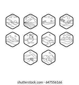 landscape icon set outline