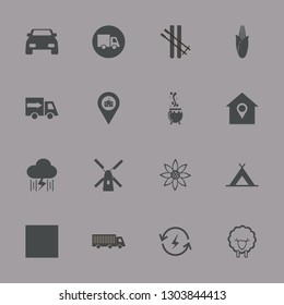 landscape icon set with skiing, car and windmill vector illustration