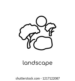 Landscape icon. Trendy modern flat linear vector Landscape icon on white background from thin line nature collection, editable outline stroke vector illustration