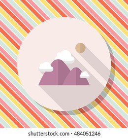 Landscape icon, Vector flat long shadow design. Transport concept.