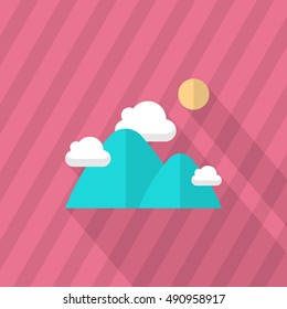 Landscape icon, Vector flat long shadow design. Transport concept.